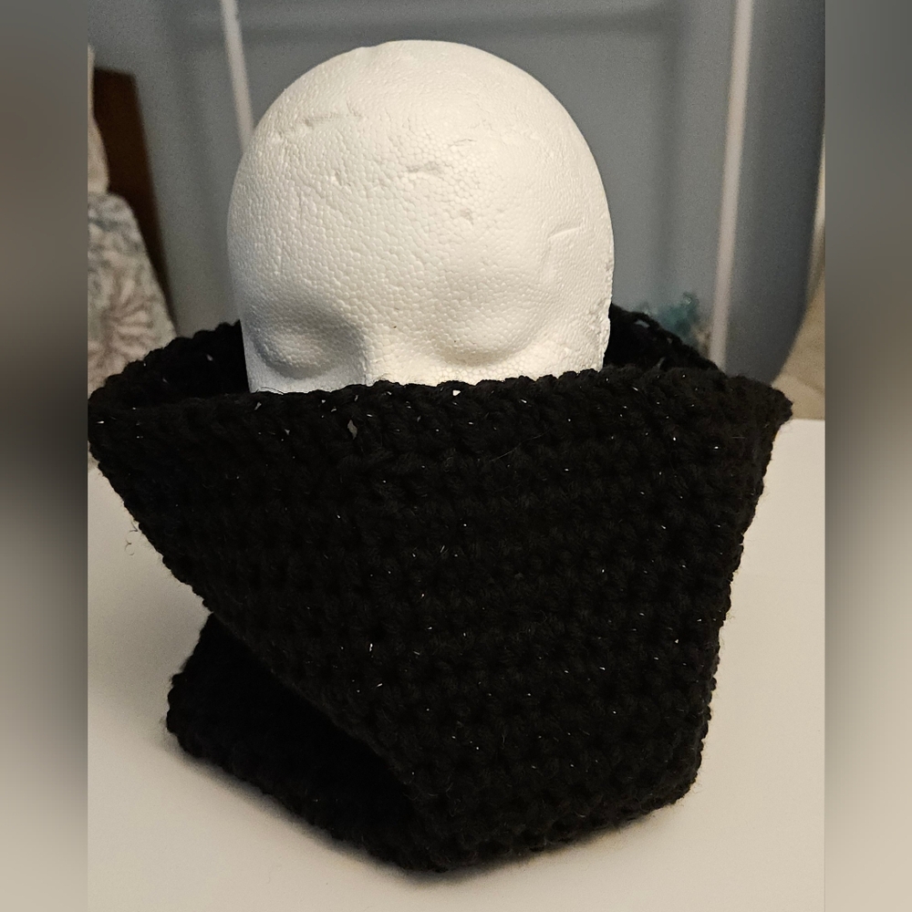 Handmade Black Sparkle Crochet Cowl